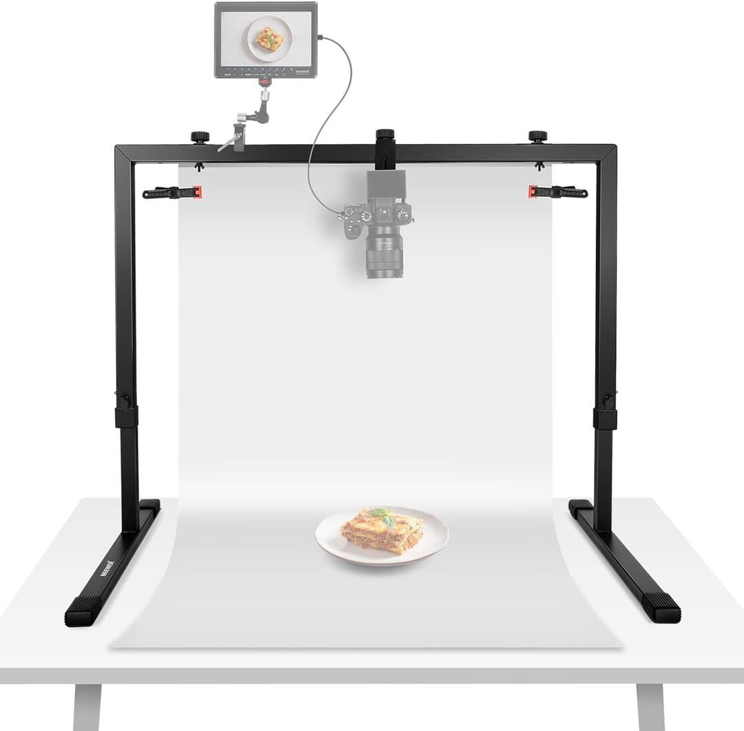 NEEWER Overhead Camera Mount Rig for Top Down Shots, Heavy Duty Steel Tabletop Mount Stand Multi Device Platform for Flat Lay Photography Lighting Cooking Drawing Crafts, For Desks3.3'/1m Long, ST100