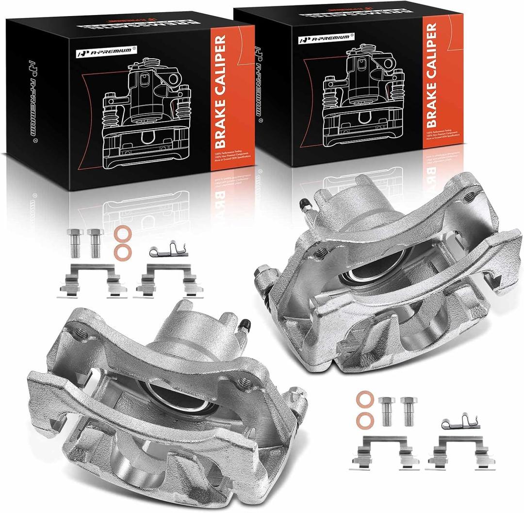 A-Premium Front Disc Brake Caliper Assembly with Bracket Compatible with Select Chrysler, Dodge and Jeep Models - 200 2011-2014, Sebring 2007-2010, Avenger 08-14, Caliber, Compass, Patriot, 2-PC Set