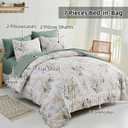 WONGS BEDDING Botanical Comforter Set Full, 7 Pieces Floral Reversible Bed in a Bag Green Leaves Bedding Set Soft Microfiber Full (1 Comforter,2 Pillowcase,2 Pillow Shams,1 Flat Sheet,1 Fitted Sheet), Full 78"x90"