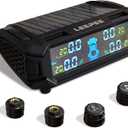 leepee Car Tire Pressure Monitoring System, Auto Security Alarm Systems Digital LCD Display Tyre Temperature Monitor USB/Solar TPMS, Real-time Monitor Alarm Tire Pressure and Temperature(0~5.8Bar)