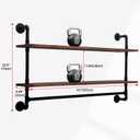 Industrial Pipe Shelving Wall Mounted,Pipe Shelves with Plank(2 Tier 42In) | With 8 S-Shaped Hooks,Solid Pine Wood,Easy to Assemble,Suitable for Bathrooms, Kitchens, Laundry rooms, Garages and Offices