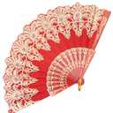 EOSAU Handheld Chinese Folding Fan Hand Fans for Women Foldable Bulk for Party Wedding Church Dancing (Red)