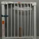 BABELIO 29-55 Inch Extra Wide Baby/Dog Gate, PressGuard P7, Metal Auto Close, Pressure Mounted Pet Door for Doorways, NO Need Tools and Drilling, with Wall Cups, White