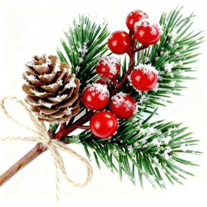 10 Pcs Red Berry Stems - Pine Cones for Crafts,Pine Cones for Decorating,Red Berry Wreath Floral Picks,Valentine's Day Mother's Day,Birthday Party Decoration,Gift Wrap Embellishment