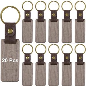 PATIKIL Wood Keychain Blanks Wooden Keychain Blanks Personalized Keychain Tags Small Key Chain Bulk for Laser Engraving