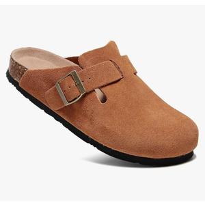 Men's and Women's Suede Clogs with Arch Support Comfortable Cork Footbed Leather Mules Versatile Potato Shoes Size 39