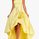 Womens One Shoulder Taffeta High Low Rosette Gown
5/6