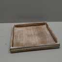 MAONAME Wood Serving Tray, Farmhouse Wooden Tray for Coffee Table, Rustic Square Trays with Beads, Vintage Brown Decorative Trays for Living Room, Kitchen, 12" X 12" X 1.6"