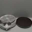 NINGWAAN 10 PCS Round Restaurant Serving Tray, 11 inch Plastic Non Slip Food Service Trays with Raised Edges for Kitchen, Cafeteria, Bar, Black