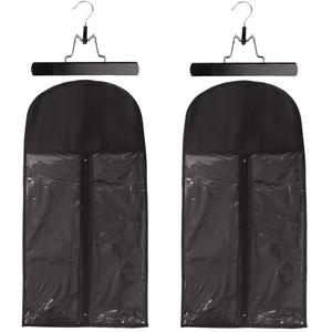 2 Pack Hair Extension Storage Bag Hair Extension Hanger Strong Holder Dust-Proof Portable Suit with Transparent Zip Up Closure- Lightweight, Waterproof and Portable (Black) (23.6 Inch)