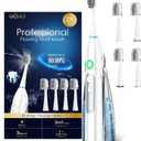 Electric Toothbrush with Water Flosser, All in One Sonic Flossing Toothbrush with 3 Modes & 5 Flossing Speeds & 4 Brush Heads, Rechargeable & Portable for Adult Teeth Cleaning,White