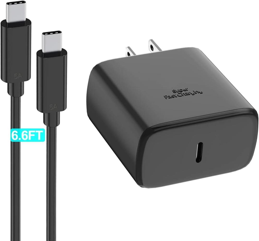 Samsung Super Fast Charger Type C 45W GaN Power USB C Charger PPS/PD Charging Block & 6.6FT Cable for Samsung Galaxy S25 Ultra/S25/S25+/S24 Ultra/S24/S24+/S23 Ultra/S23/S23+/S22/S22 Ultra/S22+, Tab S7