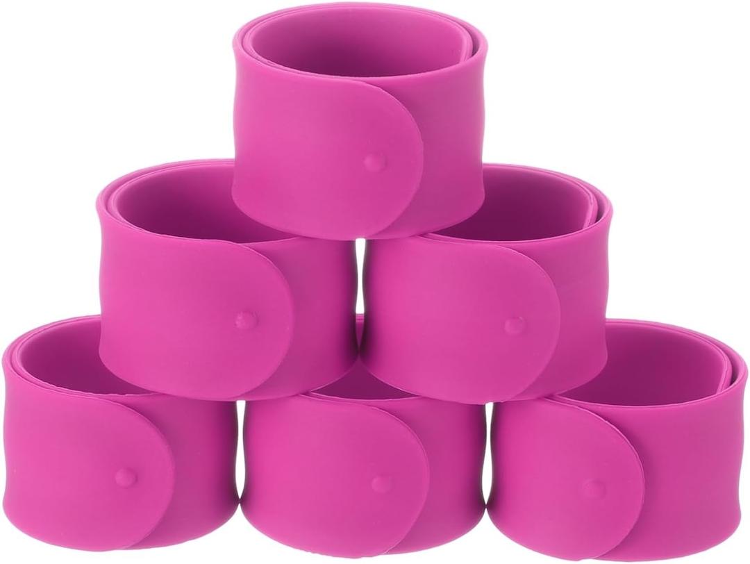 uxcell Silicone Snap Bracelets, Slap Bracelets Bulk Wristbands for DIY Goodie Bag Fillers Crafts Classroom (Rose red)