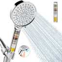 Cobbe Filtered Shower Head with Handheld, High Pressure 6 Spray Mode Showerhead with Filters, Water Softener Filters Beads for Hard Water - Remove Chlorine - Reduces Dry Itchy Skin, Chrome