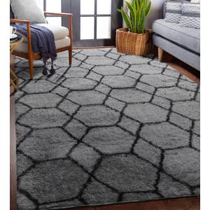 ONASAR Area Rugs for Bedroom Living Room, 4x6 Fluffy Grey and Black Rug, Shaggy Geometric Floor Mat for Home Decor Aesthetic, Soft Plush Fuzzy Carpet for Nursery Kids Teen Dorm