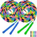 Dutch Jump Rope 16 FT 2 Pack, Long Soft Beaded Jump Rope, Adjustable Segmented Skipping Rope for Kids Adults, Multiplayer Jumping Rope for Fitness Outdoor