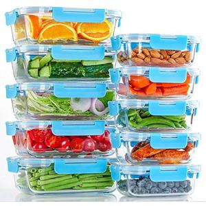 UMEIED 10 Pack Glass Food Storage Containers with Lids Leakproof, Airtight Glass Meal Prep Containers For Lunch, On The Go, Leftover, Dishwasher Safe