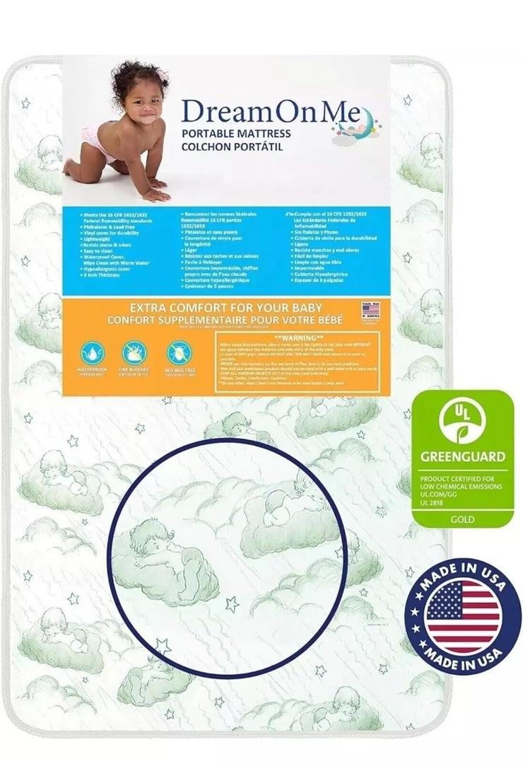 BABY Mattress,Dream On Me,Portable mattress dolchon portatil, size 37.5x25.5.