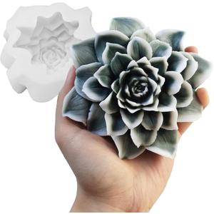 Wehous Large Blooming Flower Candle Silicone Mold, 3D Peony Rose Floral Resin Concrete Candle Soap Wax Molds, Big Flower Chocolate Fondant Cake Decorating Art Craft Mold for Wedding Christmas