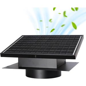 25W Solar Roof Vent Fan with 8 Inch Removable Roof Vents,Solar Attic Exhaust Fan for Ventilation System,Ideal Soalr Roof Fan for Garage, Shop and Warehouse,Black