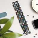 Newlibery Natural Stone Bracelet Beaded-Bands Women Compatible with Apple Watch 38mm 40mm 41mm 42mm (S10/11) Feminine Cute Handmade Stretch Strap for iWatch Series 11/10/9/8/7/6/5/4/3/2/1 SE 3/2/1