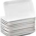 Irenare 12 Pcs 10 Inch Rectangular Salad Plates White Rectangular Porcelain Dessert Plates Appetizer Serving Tray Rectangular Porcelain Platters for Fruit Sushi Dinner Parties, Microwave, Oven Safe