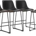 DUMOS 26 Inch Counter Height Bar Stools Set of 4, Modern Faux Leather High Barstools with Back and Metal Leg, Bar Chairs for Kitchen lsland, Black