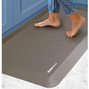 MÜELLERHOME Anti Fatigue Mat, 3/4" Thick, Waterproof 32.5"x 20" Kitchen Mats for Floor, Anti-Slide Standing Desk Mat & Office Floor Mat, Heavy Duty PVC Ergonomic Foam Mat, Beige Leather-Look Design