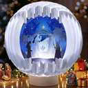 Glooglitter Lighted Nativity Scene Decor Indoor, 6.1 Inch Christmas LED Light up Paper Nativity Tabletop Xmas Jesus Table Decoration Religious Christian Lamp for Gift Mantle Fireplace Bookshelf