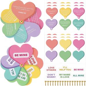 Motipuns 24 Sets Religious Valentines Crafts Kits DIY Prayer Spinners for Valentines Day Activities Jesus Church Sunday School Christian Exchange Gifts Bible Verse Heart Cards