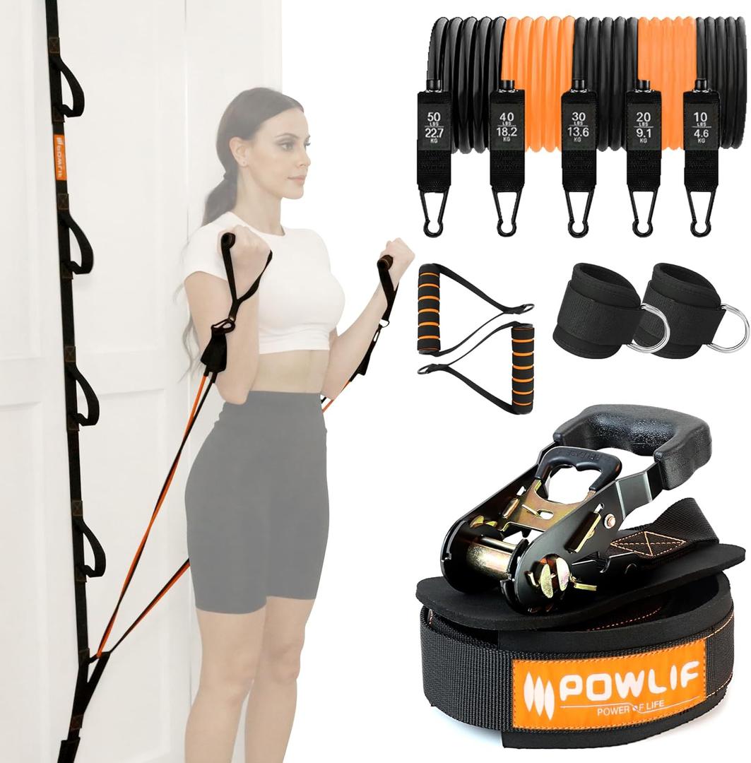 Resistance Band Door Ratchet Anchor with 6 Points - Portable Home Workout Anchor (Fits 6-7.7ft Doors)