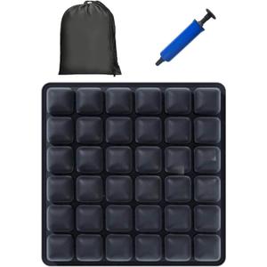 XCGaidt Travel Seat Cushion for Plane, 3D Inflatable Air Cushion with Storage Bag and Pump, 36 Air Cells Airplane Seat Cushion for Long Flights, Tailbone Pain Relief Cushion (Black, 17" x 17")