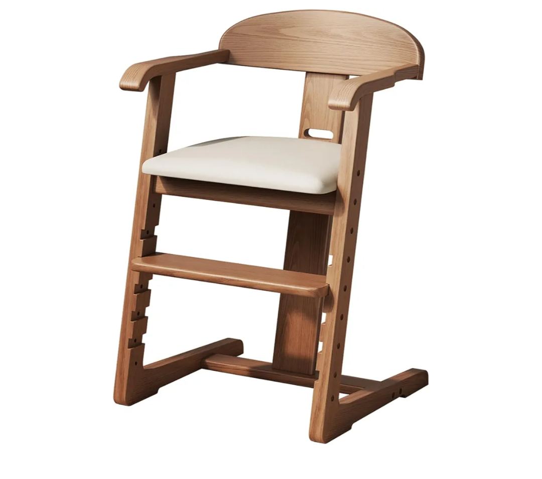 Wooden High Chair for Babies and Toddlers - Adjustable Height Easy to Clean Toddler Highchair - Kids Dining Chair from 3 Years to 200 Lb, Grow with Child(Yellow)