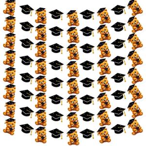 Marspark 8 Pcs 2026 Graduation Banner Decorations Black Gold Cap Bear Banner Hanging Decoration for High School College Middle School Graduation Parties(Horizontal Version)