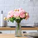 Geosar 8 Bundles Artificial Peonies Flowers Fake Silk Peony Bouquet Faux Peonies Flowers Bulk for Decoration Vase Floral Arrangements Wedding Party Table (Pink)