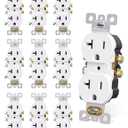 AIDA 20 Amps Outlets Duplex Electrical Receptacle Outlets, Electrical Outlet, 20Amp 125V Heavy-Duty Wall Outlet, Residential, 3-Wire, Self-Grounding, UL Listed, Side Wire (10 Pack, White) (Without Wall Plate)