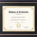 FramePro 11x14 Diploma Frame with Black over Gold Mat, 14x17 Certificate Frame, Real Wood with Gold Trim, Black Frame with Arcylic