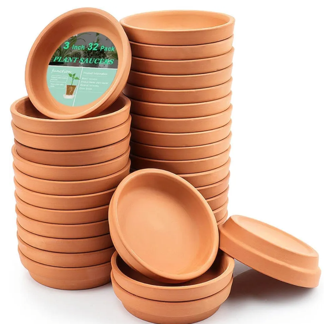 vensovo 3 Inch Terracotta Plant Saucer Pots Tray - 12 pcs Mini Planter Saucers for Indoor & Outdoor Plants, Small Clay Trays Perfect for 2 Inch 2.5Inch Flower Pot
