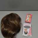 TISHINING Short Brown Mix Blonde Highlight Bob Wig with Bangs for White Women Chin Length Layered Mixed Brown Straight Bob Wig 10 Inch Synthetic Natural Looking Daily Party Wig