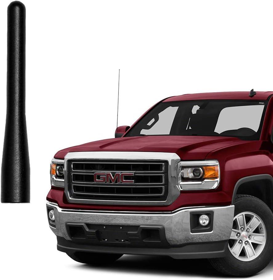 GM Truck Short Antenna, Compatible with 1999-2025 Chevy Silverado/GMC Sierra 1500 2500 3500 Truck Pickup Direct Replacement Antenna Rod, Matte Black 3.6 Inch 6061 Aluminum, Car Wash Safe Proof