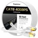 Papkolwe Cat 8 Ethernet Cable 50 ft, 15ft 20ft 25ft 30ft 40ft 60ft 75ft 100ft High-Speed Internet Cable Network Cord with Gold Plated RJ45 Connector 40Gbps 2000Mhz LAN Cable Shielded Outdoor&Indoor