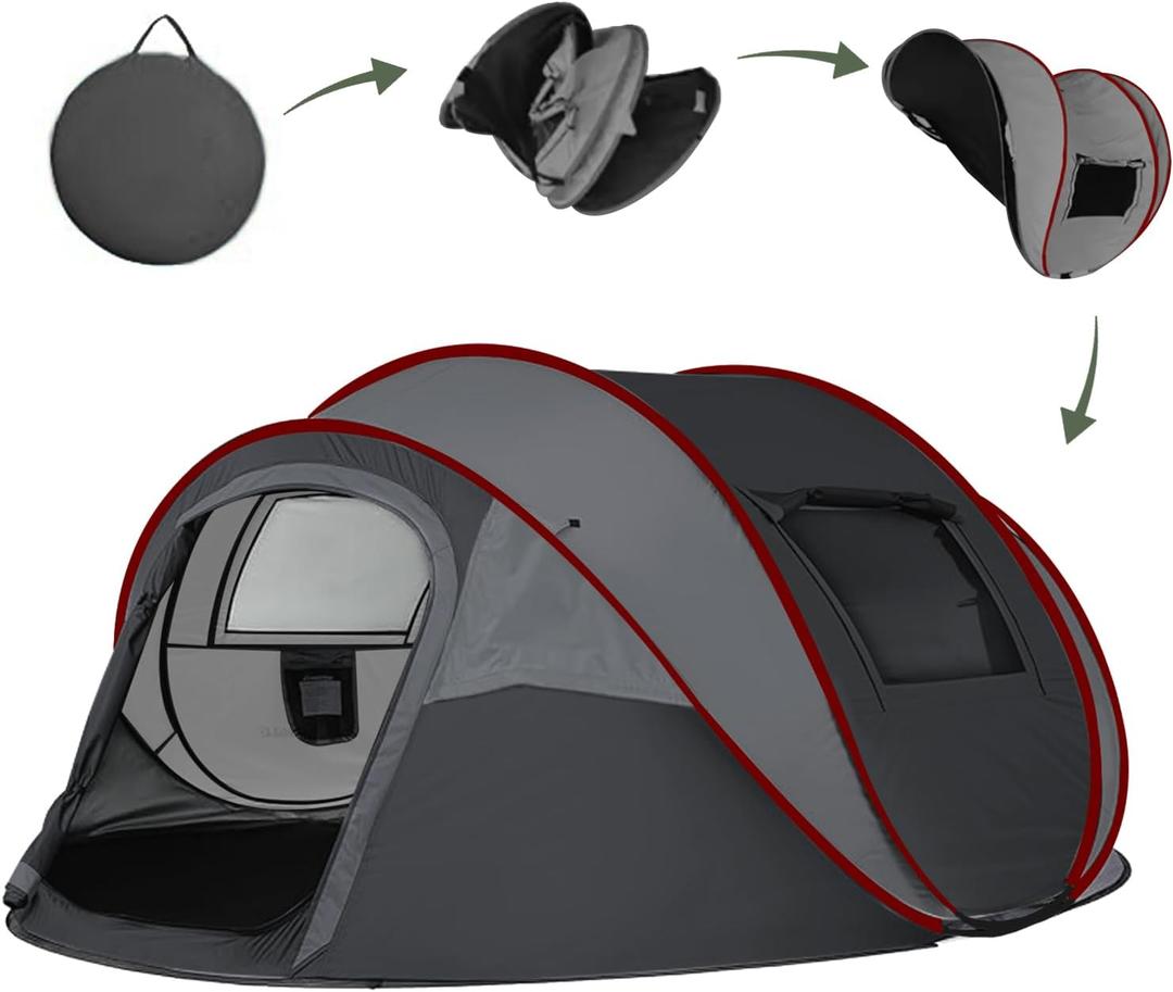 Instant Pop Up Camping Tent, 4-6 Person Tents,Automatic Set Up Tent in 3 Seconds,Waterproof Sunshade Family Tent,Portable Lightweight Dome Tent for Outdoor Camping,Hiking,Travel & Beach, Large