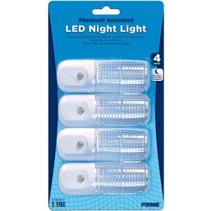 Prime Wire & Cable NLAE334P Automatic Night Light White LED, 4-Pack