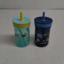 Contigo Leighton Kids 14oz Spill-Proof Tumbler 2-Pack with Straw, Blueberry/Spaghetti & Jade/Penguin  Prints