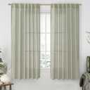 LAMIT Sage Grey Sheer Linen Curtains 63 Inch for Bedroom, Light Filtering Neutral Semi Sheer Farmhouse Boho Curtains Back Tab and Rod Pocket Living Room Panels, 2 Panels, 52 x 63 Inch