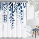 BOODII Blue Eucalyptus Shower Curtains for Bathroom Floral Watercolor Leaves on Top Shower Curtain Botanical Nature Fabric Bath Curtain Country Plant Cloth Bathroom with Hooks 72x72