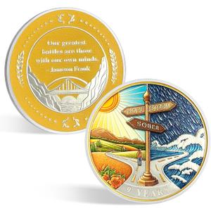 CHURYUML 9 Year Sobriety Coin | Original Hope or Storm Sober Chip | Non-Religious AA Coins Recovery Affirmation Medallions Sobriety Gifts for Anniversary Month & Year for Men & Women in Recovery