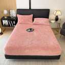 ZIQINPSQ Queen Size Flannel Fitted Sheet - 1 Piece Winter Warm Deep Pocket (15") Bed Sheet, Shrink & Fade Resistant, Hotel Quality, Light Coral