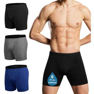 Reusable Incontinence Underwear for Men, Washable Boxer Briefs Protection, Leak Proof Adult Male Diapers for Urinary Absorbency (Mix 3pcs, Large) (Black)