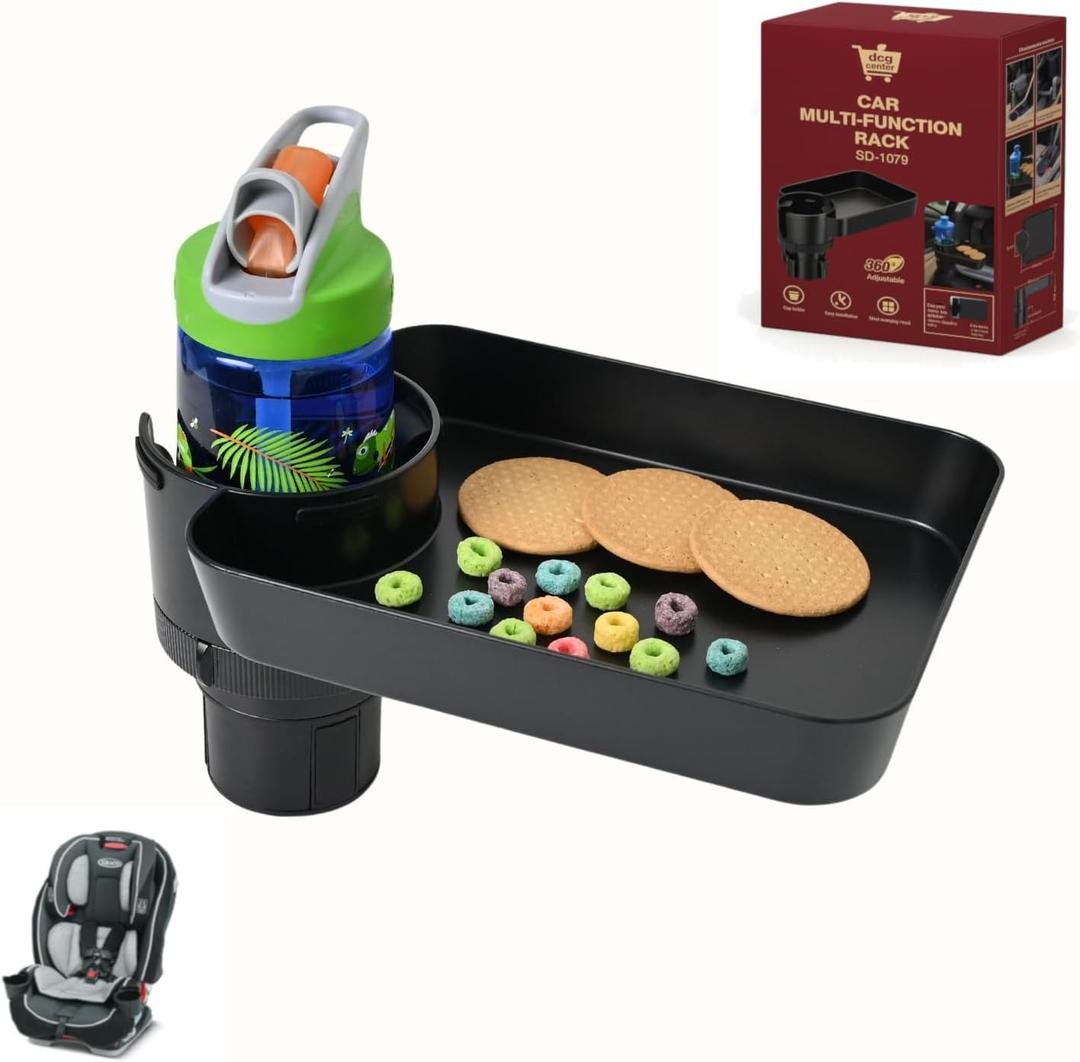 Car Seat Tray for Kids, Adjustable Base Seat Tray, Car Seat Snack Tray, Car Seat Cup Holder Tray, Seat Tray for Kids Travel, Car Seat Tray for Toddler, Family Road Trip Essentials for Kids